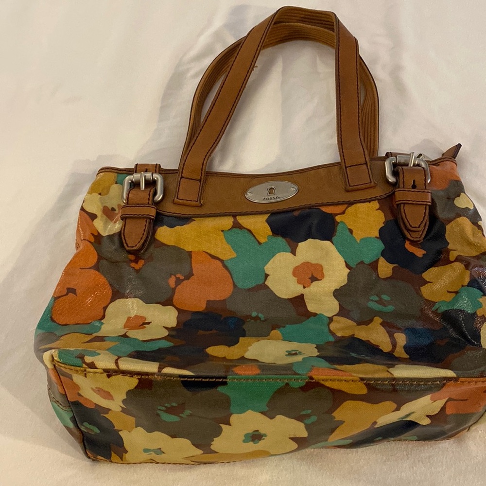 Fossil floral shoulder bag
